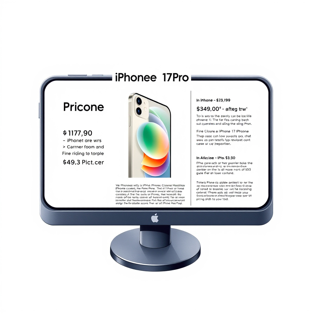 Carrier pricing page for iPhone 17 Pro with promotional offers and terms