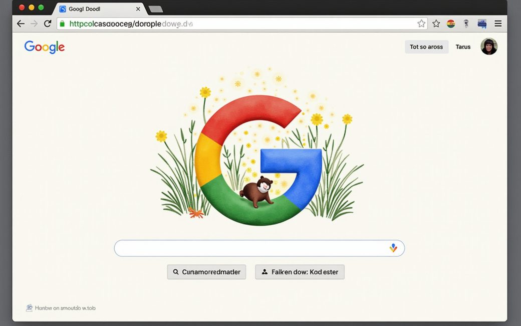 Google homepage with an artistic Doodle replacing the standard Google logo