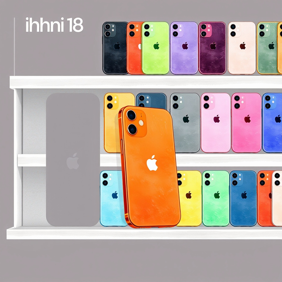 Cosmic Orange iPhone 18 among other color variants on a retail shelf