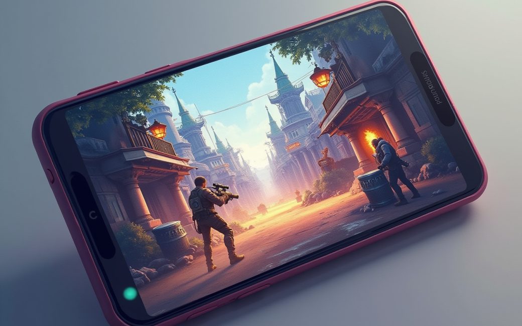 Gaming phone running a graphically demanding 3D game with real-time shadows and open-world streaming